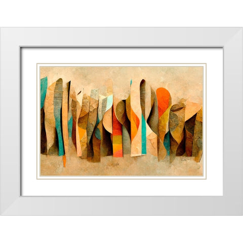 Scrolls White Modern Wood Framed Art Print with Double Matting by Treechild