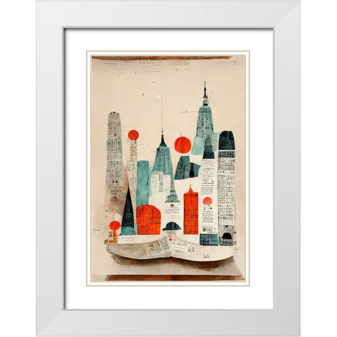 The Paper City White Modern Wood Framed Art Print with Double Matting by Treechild