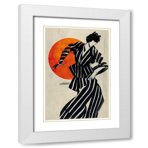 The Dancer White Modern Wood Framed Art Print with Double Matting by Treechild