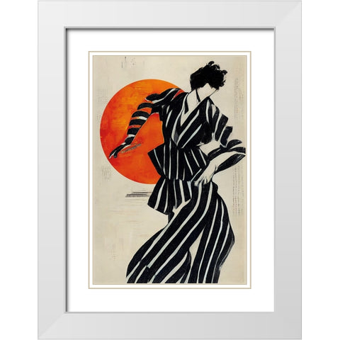 The Dancer White Modern Wood Framed Art Print with Double Matting by Treechild