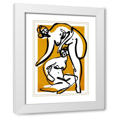 The Female Dancers White Modern Wood Framed Art Print with Double Matting by Treechild