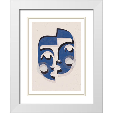 The Mask (Blue) White Modern Wood Framed Art Print with Double Matting by Treechild