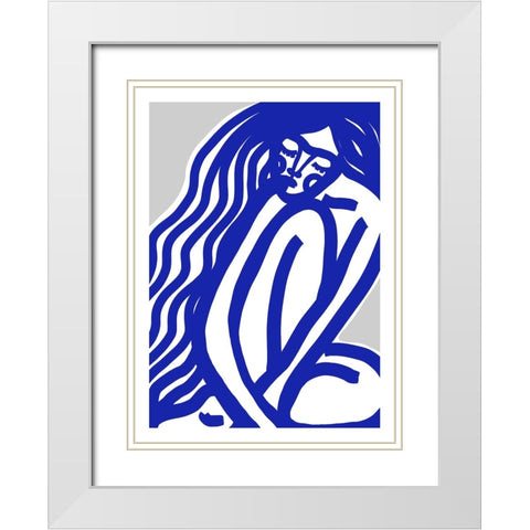 The Silence (Blue) White Modern Wood Framed Art Print with Double Matting by Treechild