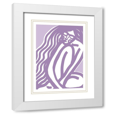 The Silence (Purple) White Modern Wood Framed Art Print with Double Matting by Treechild