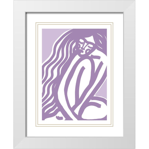 The Silence (Purple) White Modern Wood Framed Art Print with Double Matting by Treechild