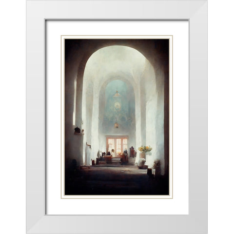 White Church White Modern Wood Framed Art Print with Double Matting by Treechild