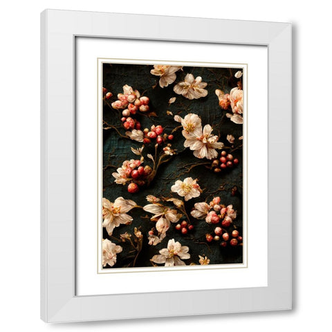 Trail Roses White Modern Wood Framed Art Print with Double Matting by Treechild