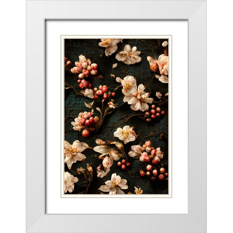 Trail Roses White Modern Wood Framed Art Print with Double Matting by Treechild