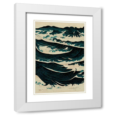 Wild Sea White Modern Wood Framed Art Print with Double Matting by Treechild