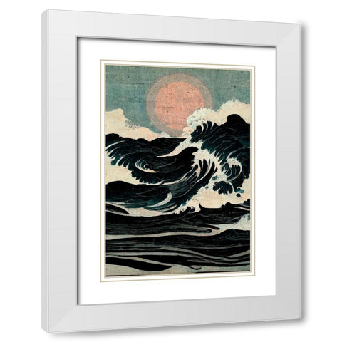 Wild Waves White Modern Wood Framed Art Print with Double Matting by Treechild
