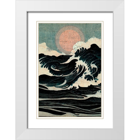 Wild Waves White Modern Wood Framed Art Print with Double Matting by Treechild