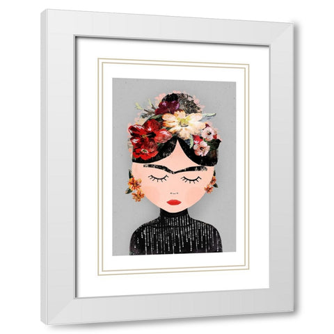 Frida (Special Edition) White Modern Wood Framed Art Print with Double Matting by Treechild