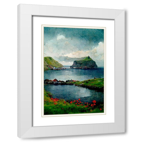 Beautiful Islands No 1 White Modern Wood Framed Art Print with Double Matting by Treechild