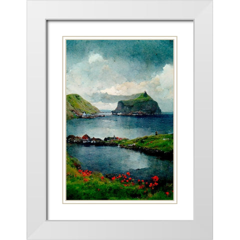 Beautiful Islands No 1 White Modern Wood Framed Art Print with Double Matting by Treechild