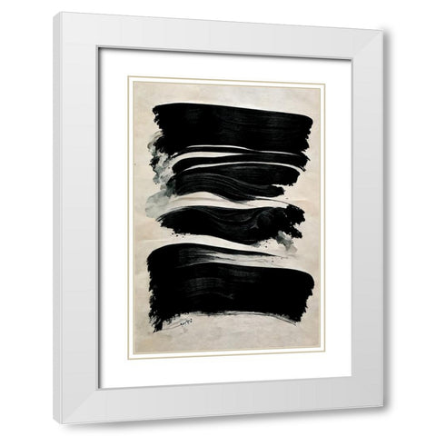 Black Strokes White Modern Wood Framed Art Print with Double Matting by Treechild