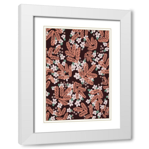 Autumn Blossoms White Modern Wood Framed Art Print with Double Matting by Treechild