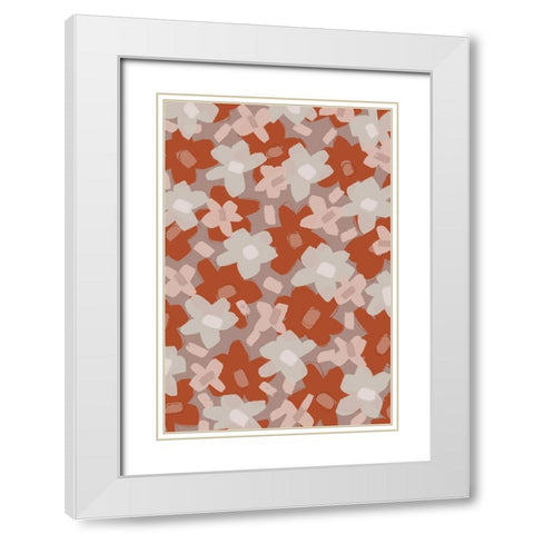 Cute Flowers White Modern Wood Framed Art Print with Double Matting by Treechild