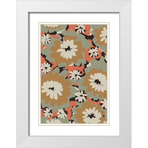 Big Pastel Flowers White Modern Wood Framed Art Print with Double Matting by Treechild
