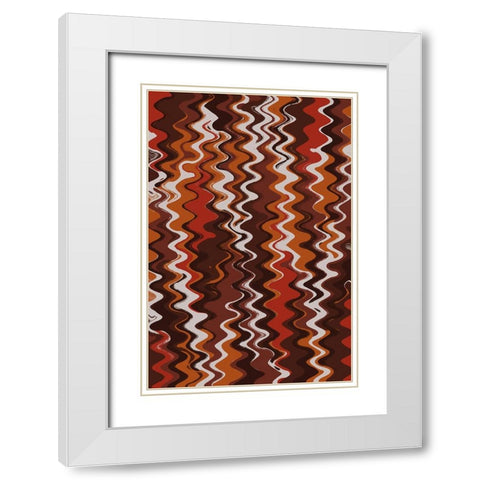 Earthy Color Zig Zag Pattern White Modern Wood Framed Art Print with Double Matting by Treechild