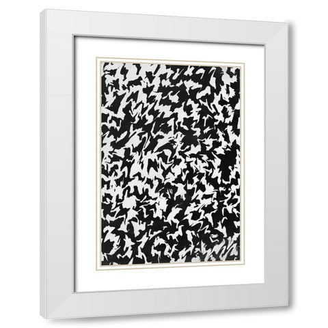 Black And White Zig Zag Pattern White Modern Wood Framed Art Print with Double Matting by Treechild
