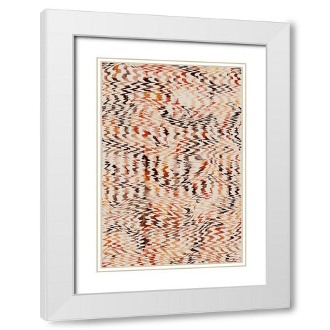 Ethno Zig Zag Pattern White Modern Wood Framed Art Print with Double Matting by Treechild