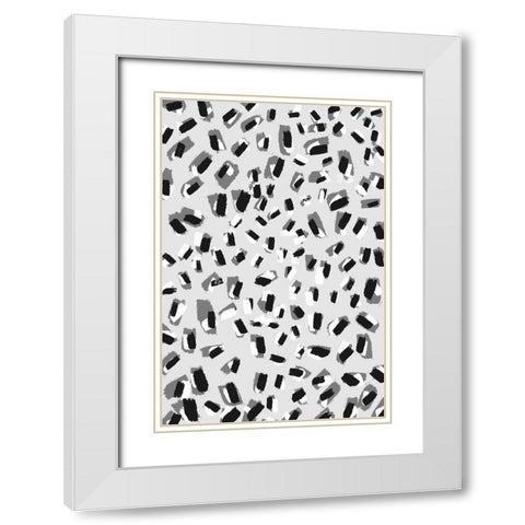 Black And White Little Strokes White Modern Wood Framed Art Print with Double Matting by Treechild