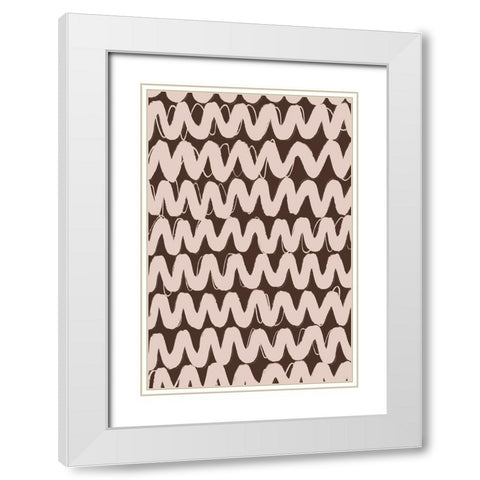 Big Beige ZigZag Pattern White Modern Wood Framed Art Print with Double Matting by Treechild