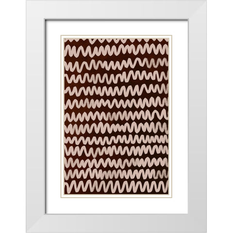 Beige ZigZag on Rusty Color Pattern White Modern Wood Framed Art Print with Double Matting by Treechild