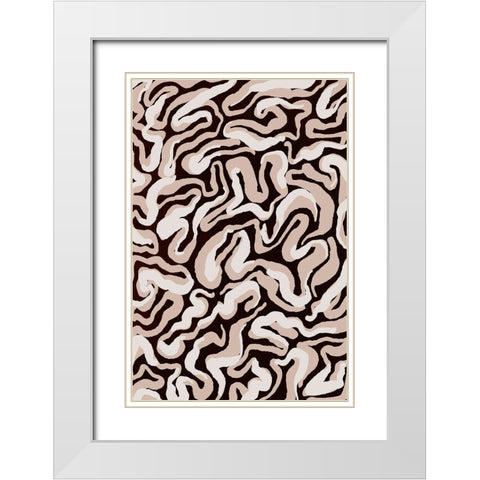 White Beige Pattern White Modern Wood Framed Art Print with Double Matting by Treechild
