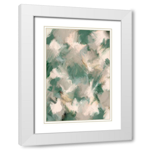 Wiped Jungle Pattern White Modern Wood Framed Art Print with Double Matting by Treechild
