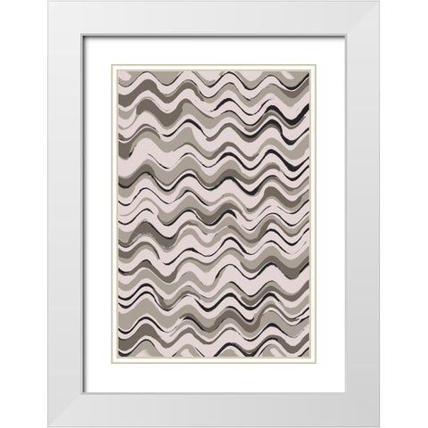 Wavey Pastel Pattern White Modern Wood Framed Art Print with Double Matting by Treechild