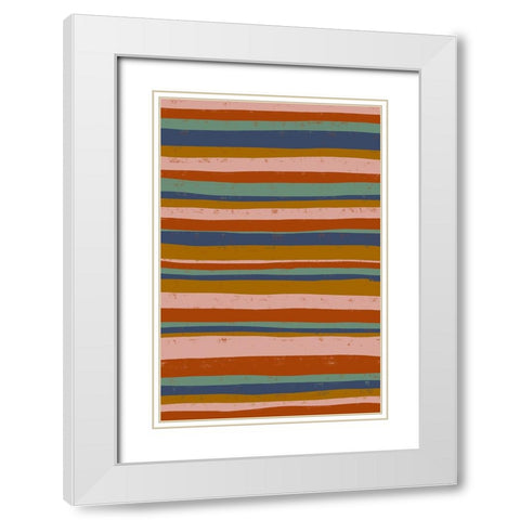 Ethno Colors Stripes White Modern Wood Framed Art Print with Double Matting by Treechild