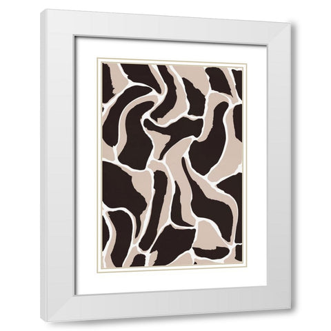 Brown Animal Pattern White Modern Wood Framed Art Print with Double Matting by Treechild