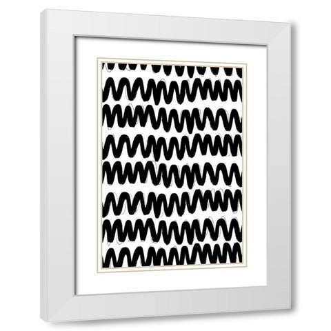 Black Zig Zag Pattern White Modern Wood Framed Art Print with Double Matting by Treechild