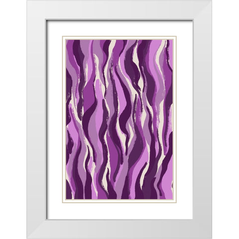 Purple Tiger Pattern White Modern Wood Framed Art Print with Double Matting by Treechild