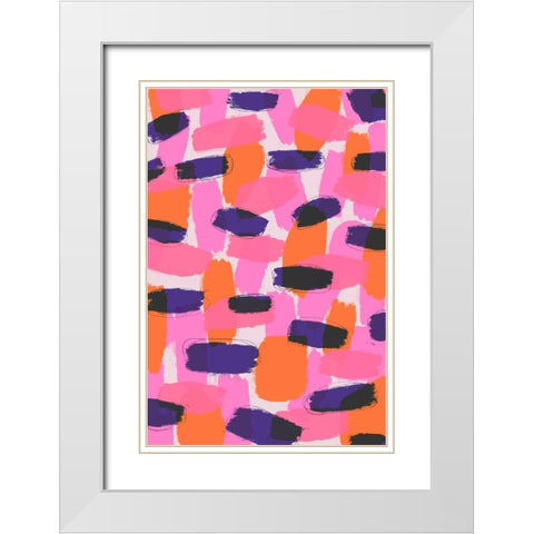Pink And Purple Strokes White Modern Wood Framed Art Print with Double Matting by Treechild