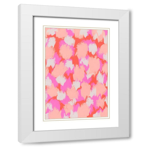 Pastel Pink And Orange Strokes White Modern Wood Framed Art Print with Double Matting by Treechild