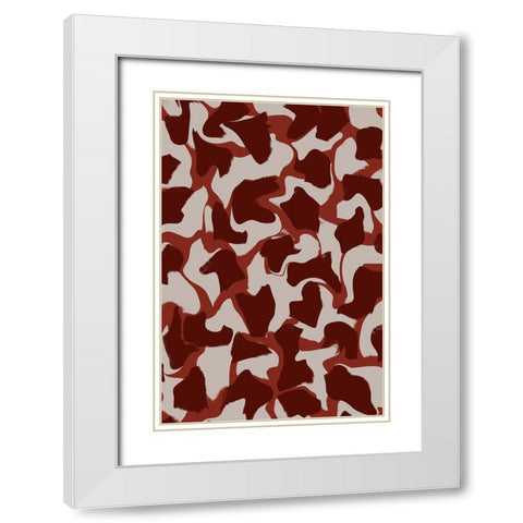 Liquid Beige Brown Strokes White Modern Wood Framed Art Print with Double Matting by Treechild