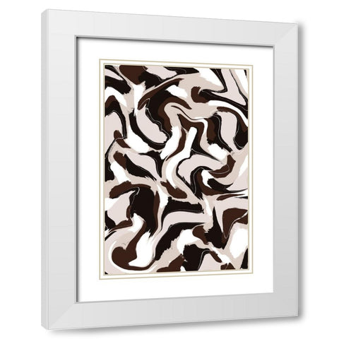 White Beige Brown Pattern White Modern Wood Framed Art Print with Double Matting by Treechild