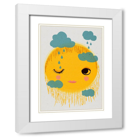 Sun And Rain White Modern Wood Framed Art Print with Double Matting by Treechild