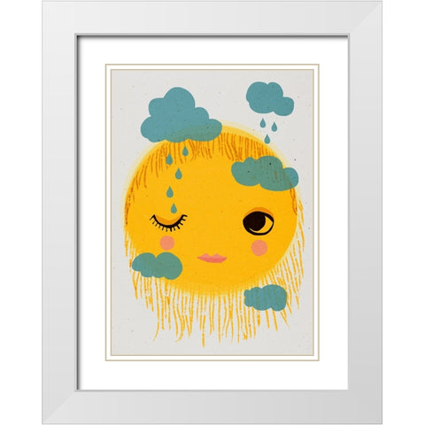 Sun And Rain White Modern Wood Framed Art Print with Double Matting by Treechild