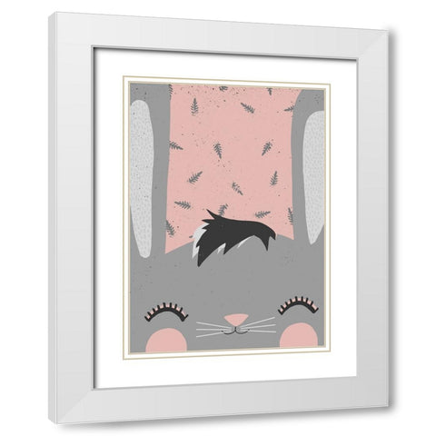 Little Bunny (pink) White Modern Wood Framed Art Print with Double Matting by Treechild
