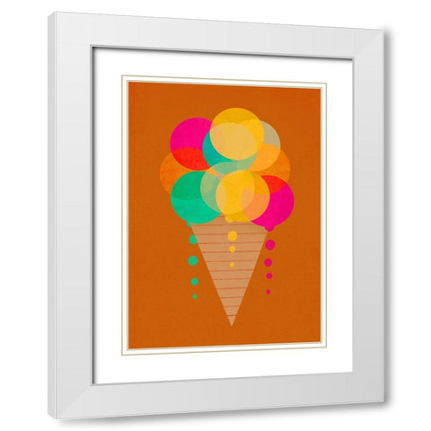 Neon Ice Cream White Modern Wood Framed Art Print with Double Matting by Treechild