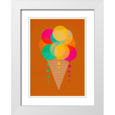 Neon Ice Cream White Modern Wood Framed Art Print with Double Matting by Treechild