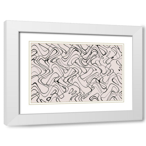 Thin Shakey Lines Square White Modern Wood Framed Art Print with Double Matting by Treechild
