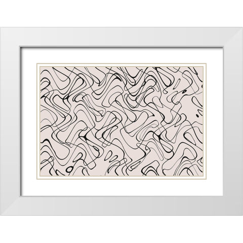 Thin Shakey Lines Square White Modern Wood Framed Art Print with Double Matting by Treechild
