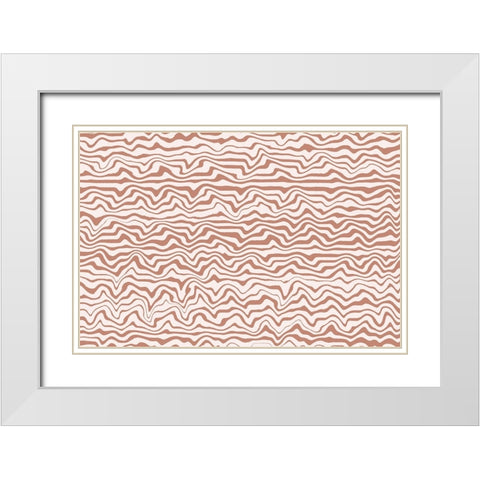 Shaky Beige Lines Square White Modern Wood Framed Art Print with Double Matting by Treechild