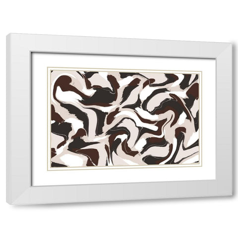 Shaky Brown Beige Strokes Square White Modern Wood Framed Art Print with Double Matting by Treechild