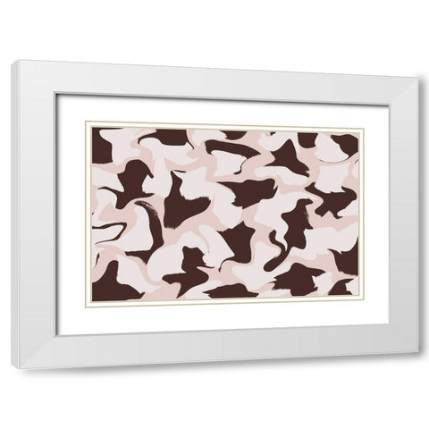 White And Brown Whipped Pattern White Modern Wood Framed Art Print with Double Matting by Treechild
