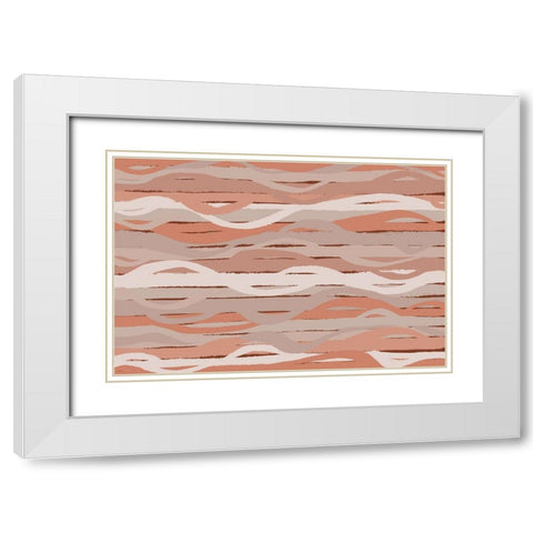 Pastel Wavey Stripes Pattern White Modern Wood Framed Art Print with Double Matting by Treechild